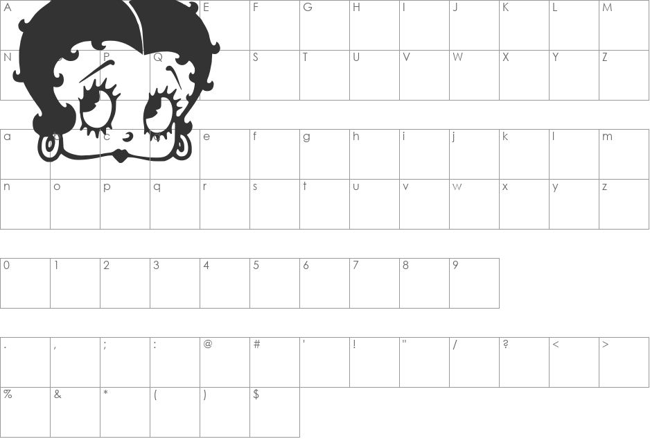 GrimNatwickBettyBoop font character map preview