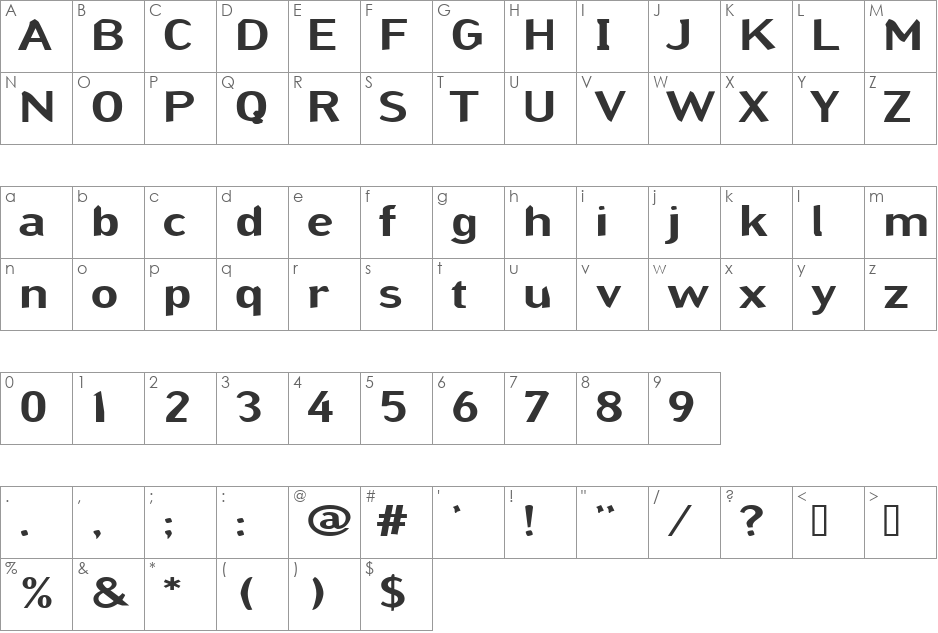 GrinderExtended font character map preview