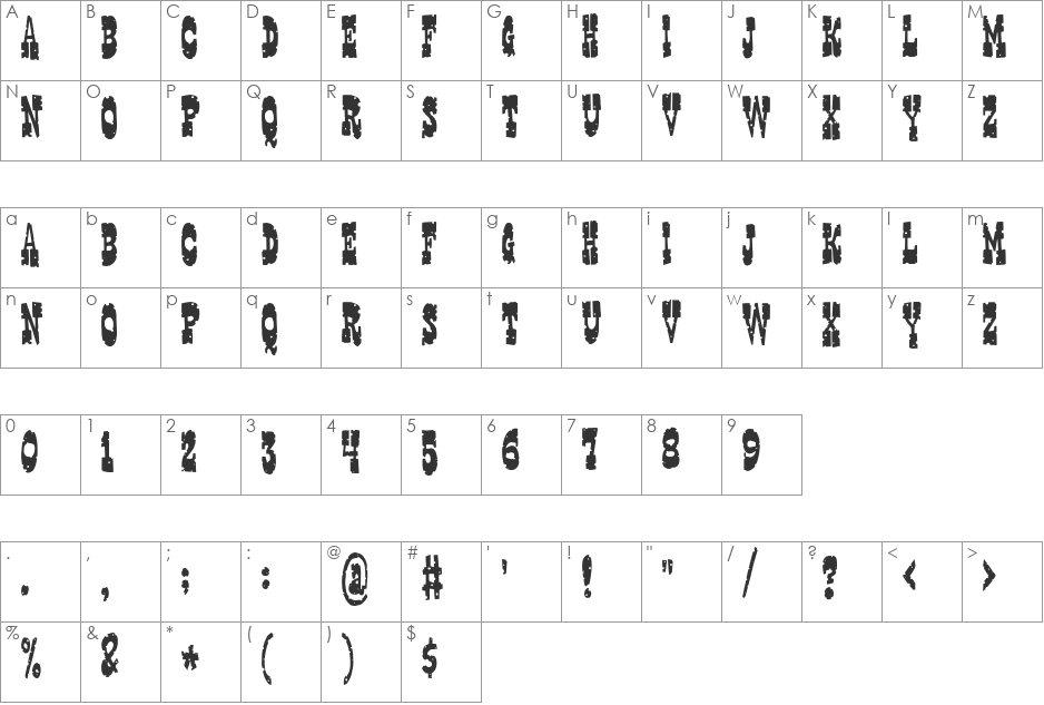 Gringo Nights font character map preview