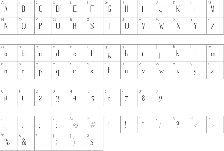 GrisSans font character map preview
