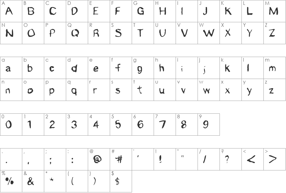 Gritzpop font character map preview