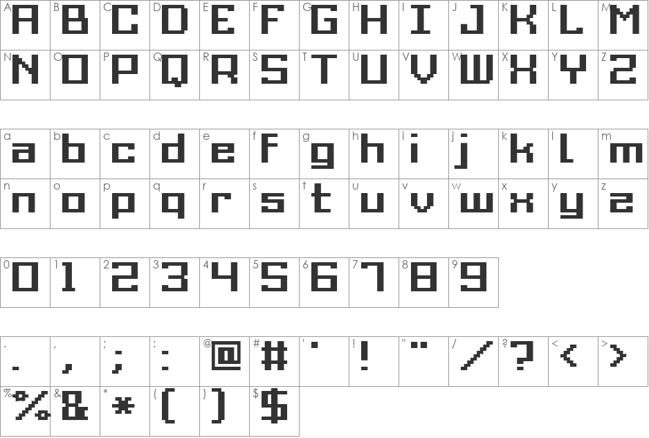 Grixel Acme 9 Regular font character map preview