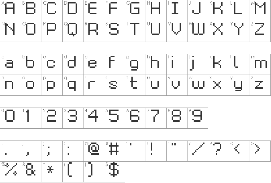 Grixel Kyrou 9 Regular Xtnd font character map preview
