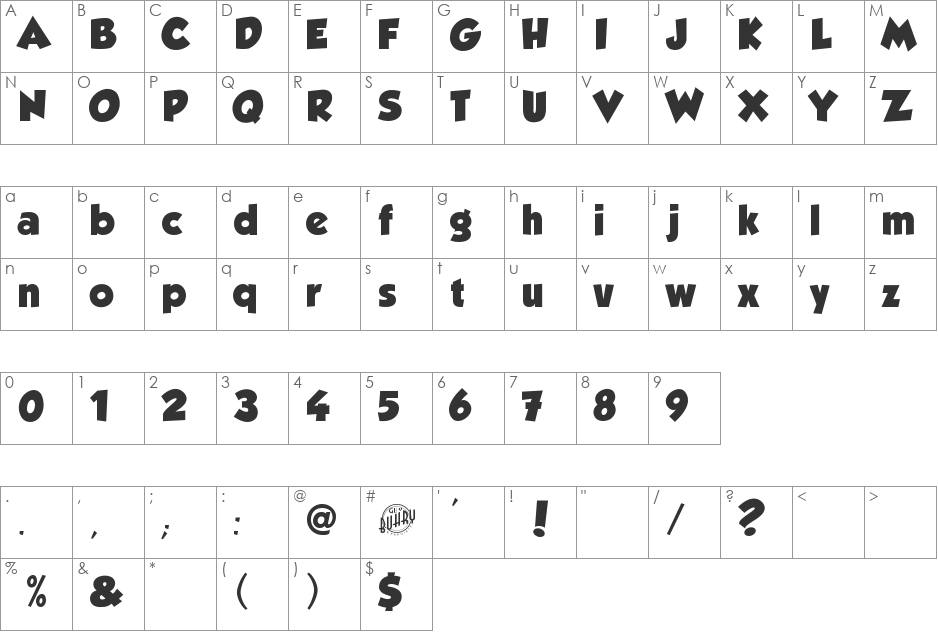 GROBOLD font character map preview
