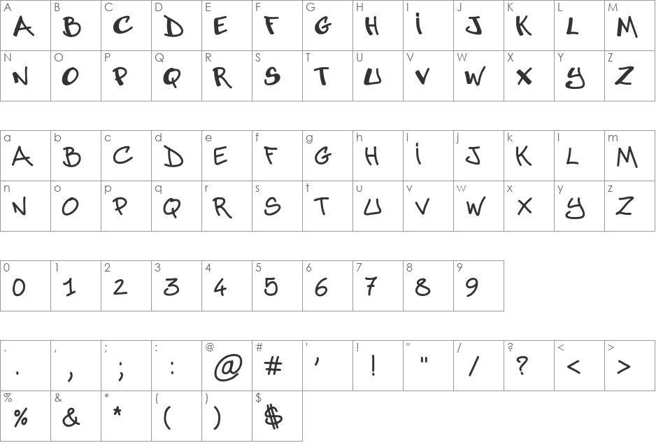 Abuse font character map preview