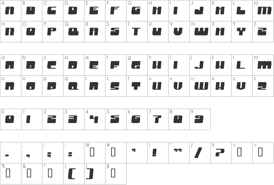 Groove Machine Expanded font character map preview