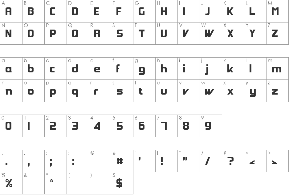 Groovy Fast font character map preview