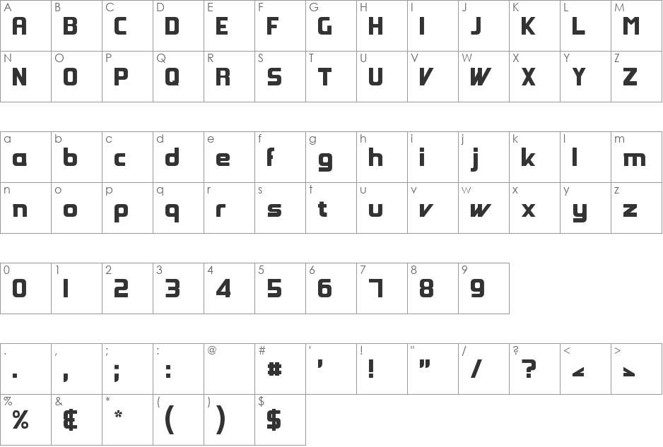 Groovy Fast font character map preview