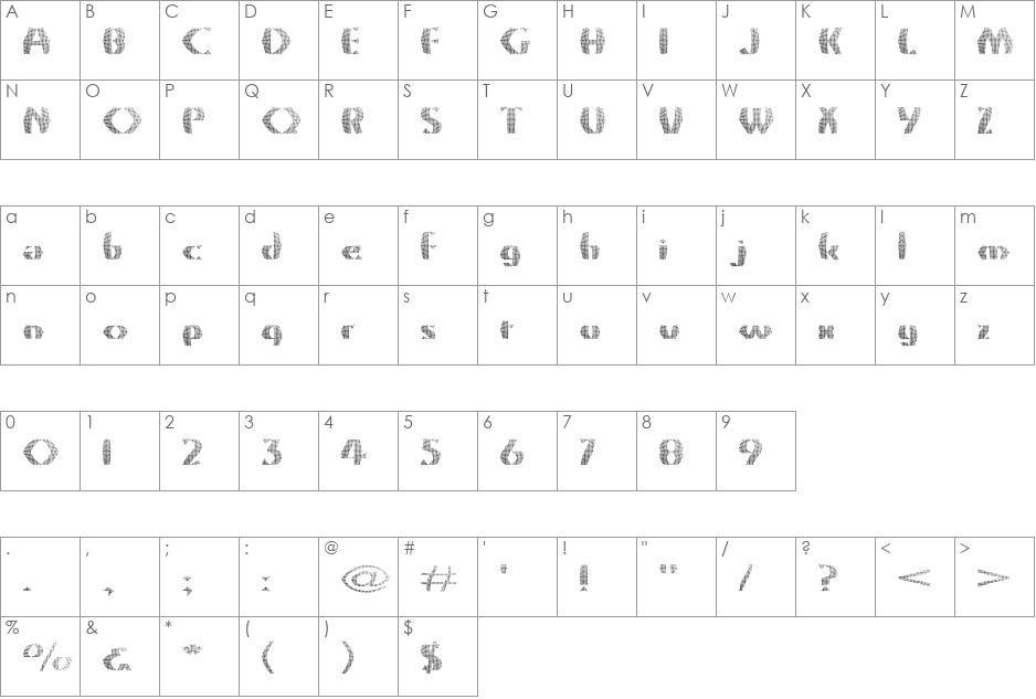 GrossNet font character map preview