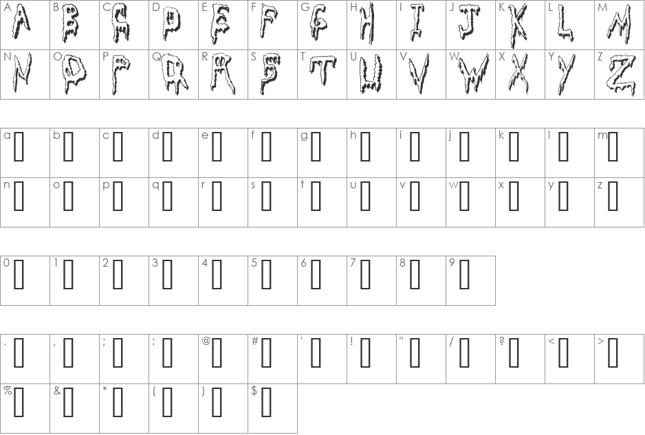 Grossout font character map preview