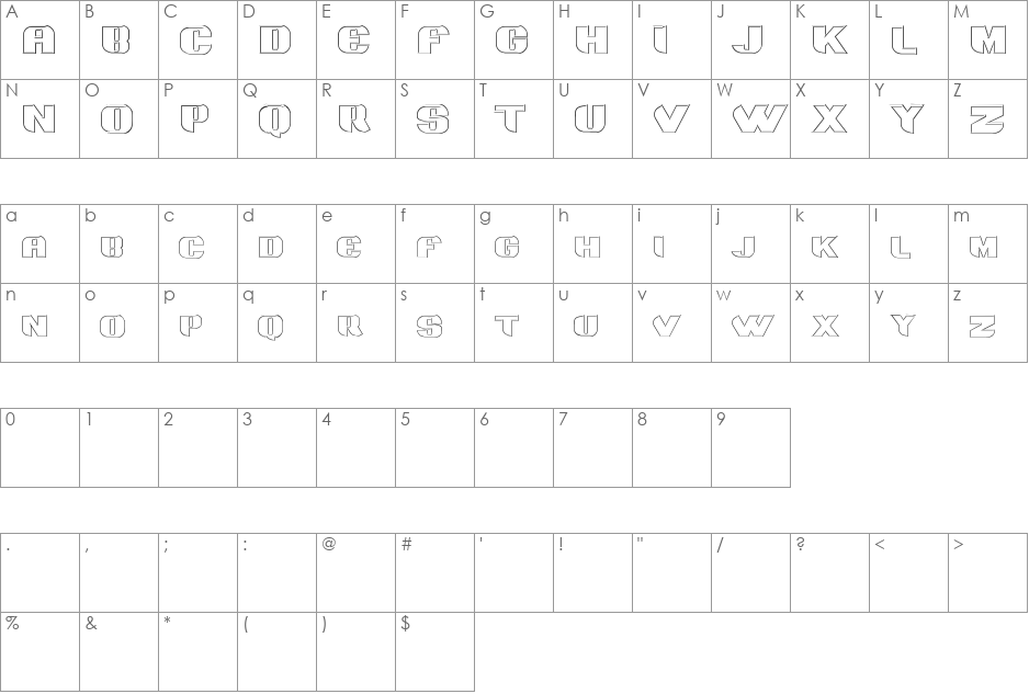 Grotesca 3-D font character map preview