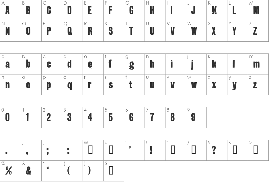 GrotRough font character map preview