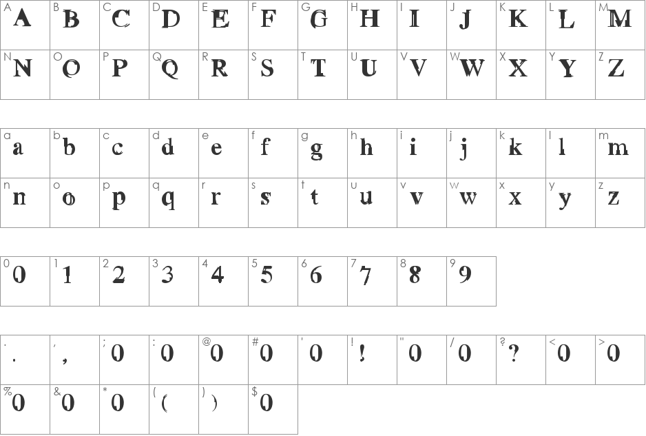 Grotto font character map preview