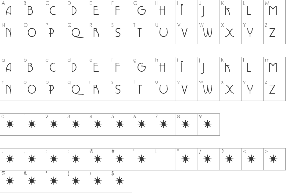 Grouser font character map preview