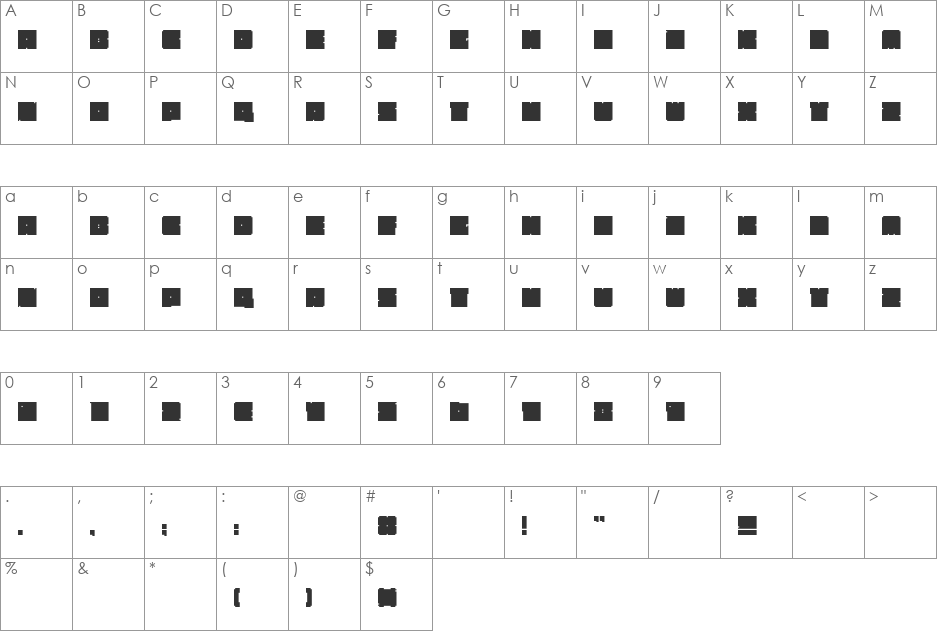 Grow Fat font character map preview