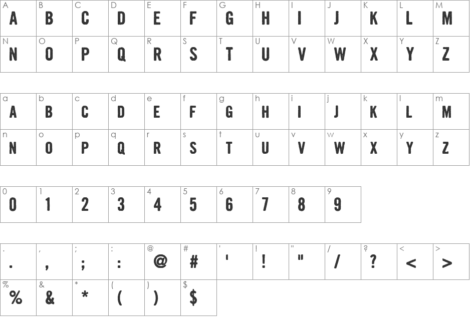 Growly Grin font character map preview