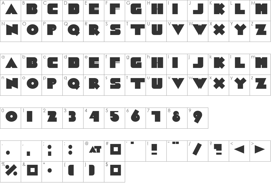 GrubaBerta font character map preview