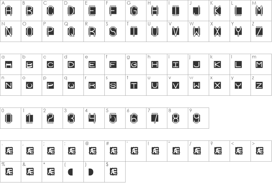 Grudge (BRK) font character map preview