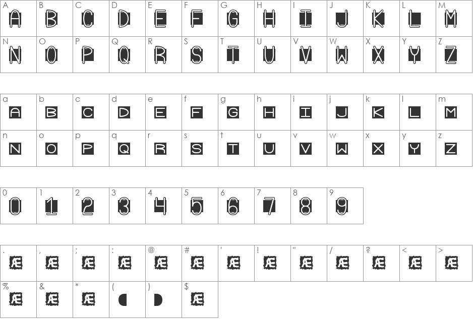 Grudge 2 BRK font character map preview