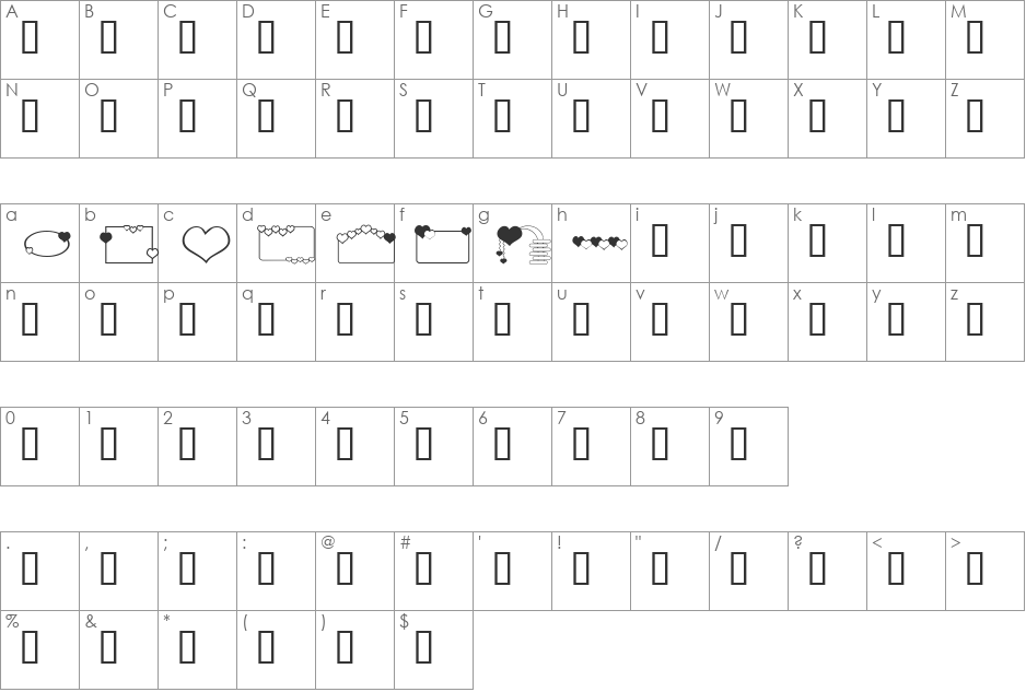 ap_hearts font character map preview