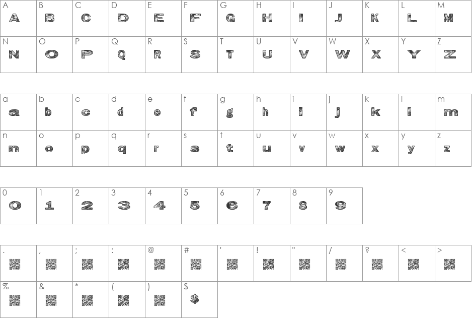 GrungeKids font character map preview