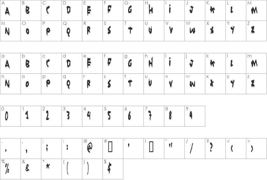 Grunt Reaper font character map preview