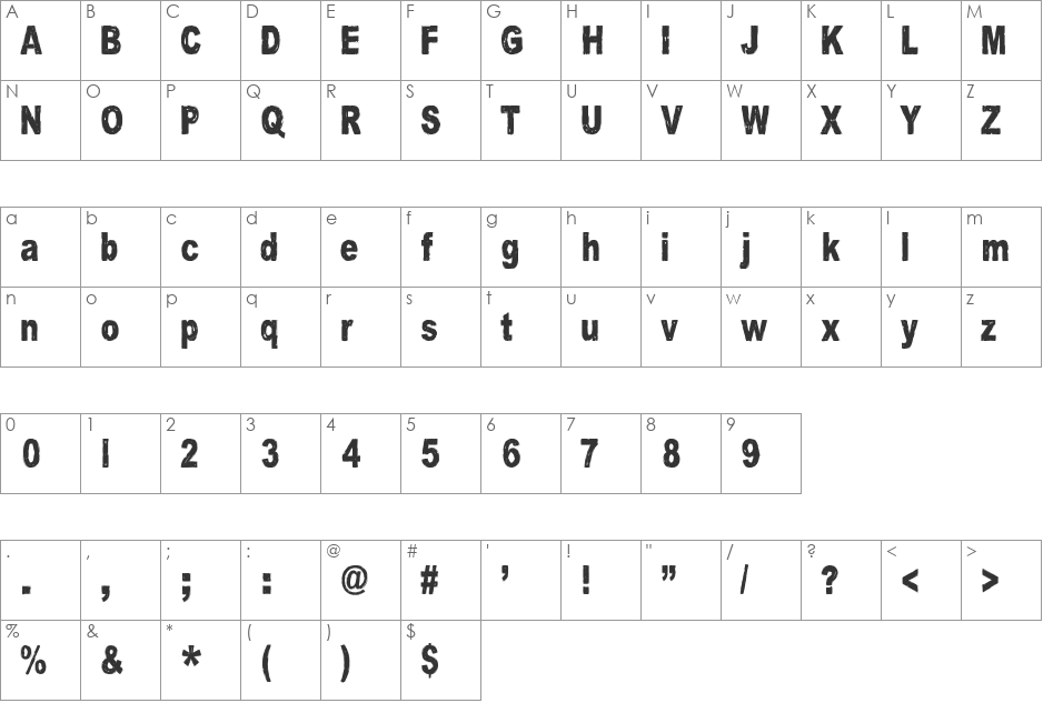 Gsubadaslowly font character map preview