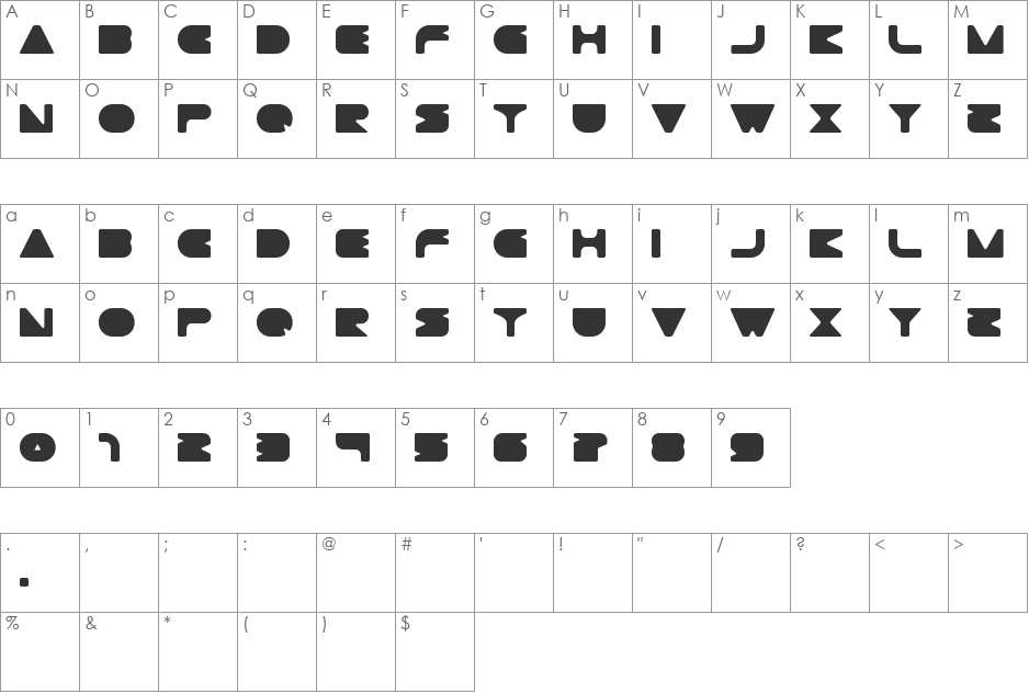 Gtek Minimal  font character map preview