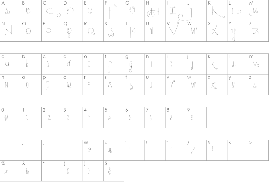 GUADALUPE font character map preview