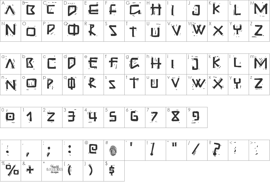 Guadalupe font character map preview