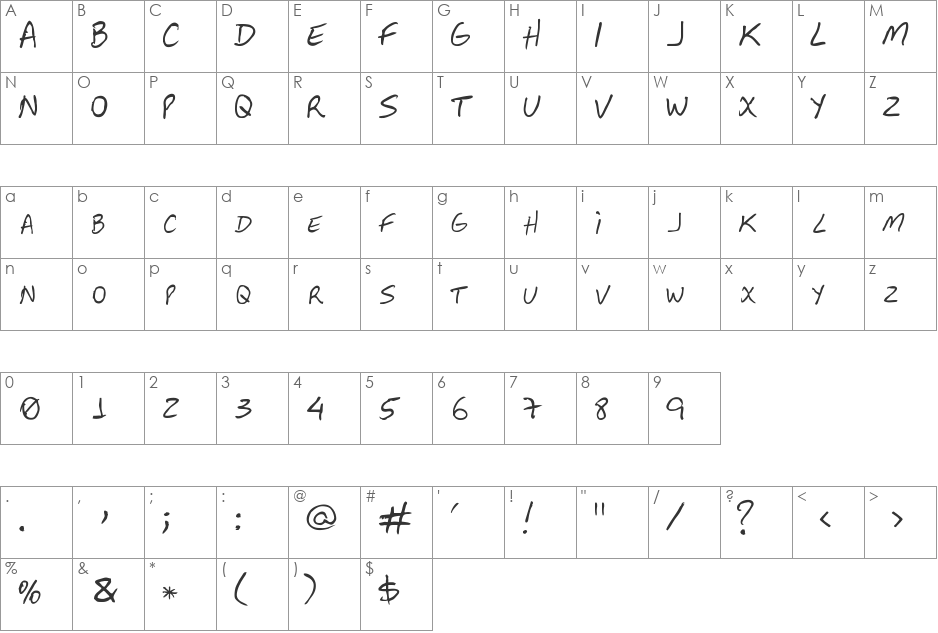 Guapos font character map preview
