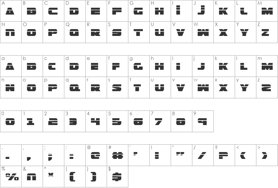 Guardian Laser font character map preview