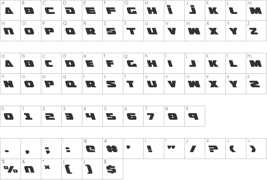 Guardian Leftalic font character map preview