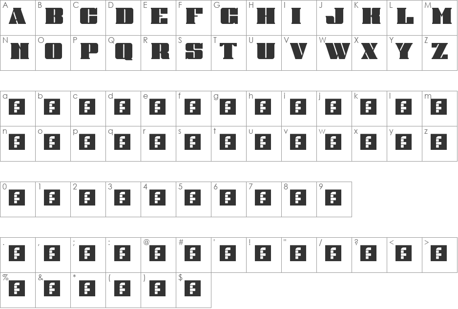 Guayule font character map preview