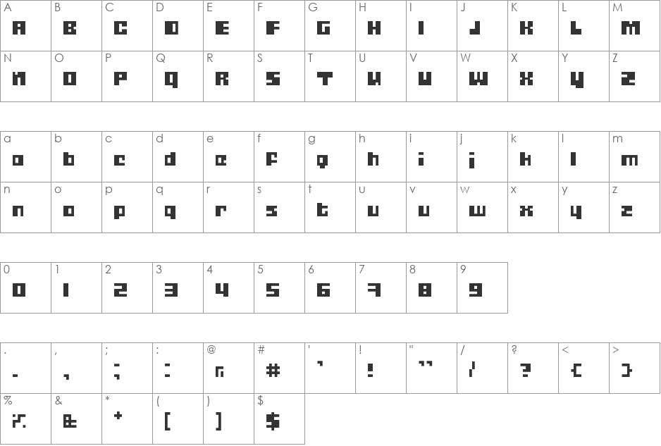 Gubblebum font character map preview