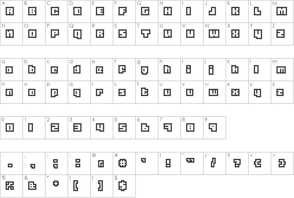 Gubblebum font character map preview