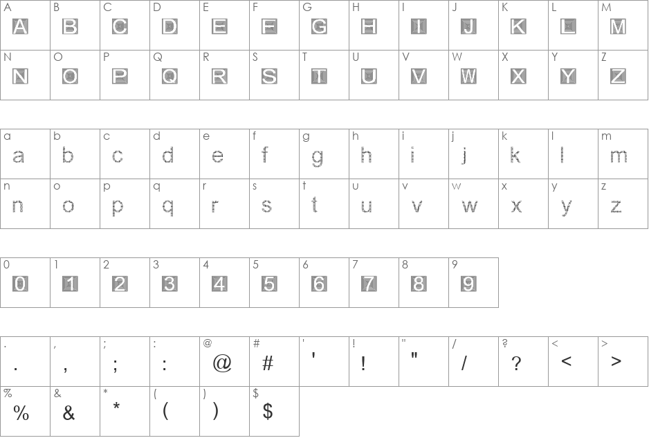 Guck font character map preview