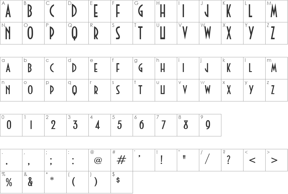 Guest Check font character map preview