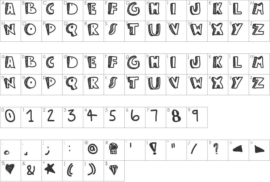 Guestservice font character map preview