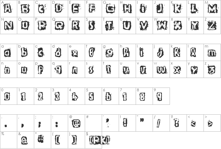 Guignol's Band font character map preview