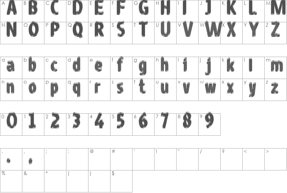 Guilloche font character map preview