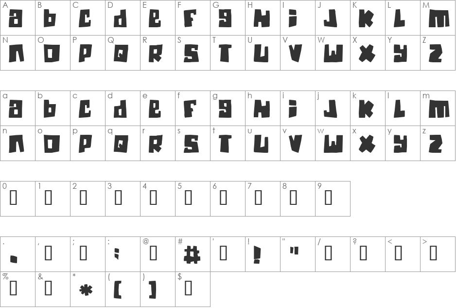 Guinea pigs font character map preview