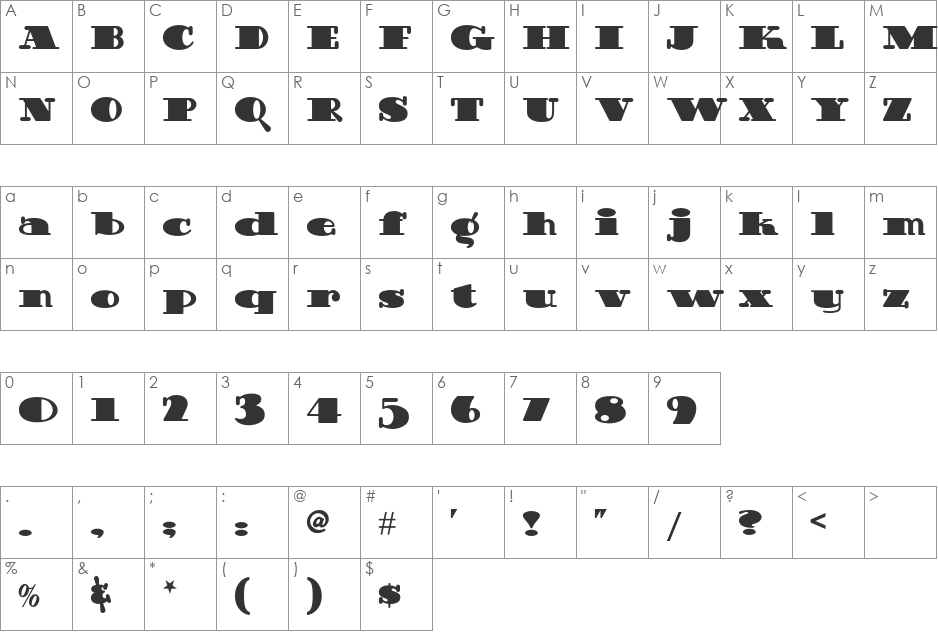 Guinness Extra Stout NF font character map preview