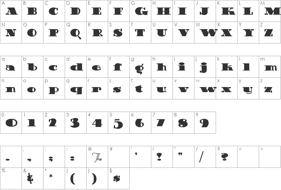 GuinnessExtraStout font character map preview
