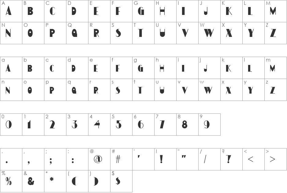 Gulfstream NF font character map preview