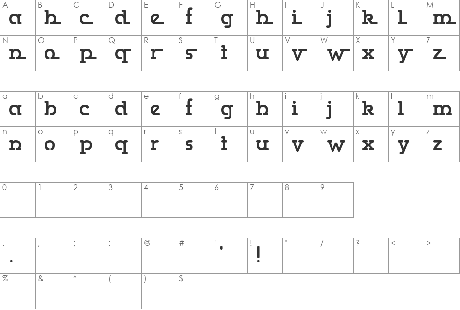Gumbercules font character map preview
