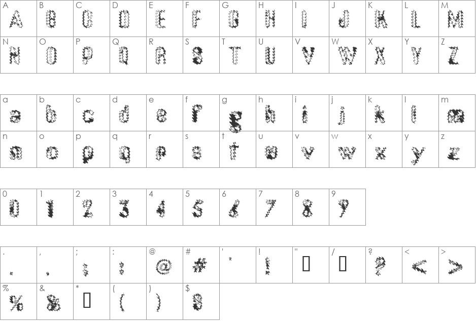 gumuski font character map preview