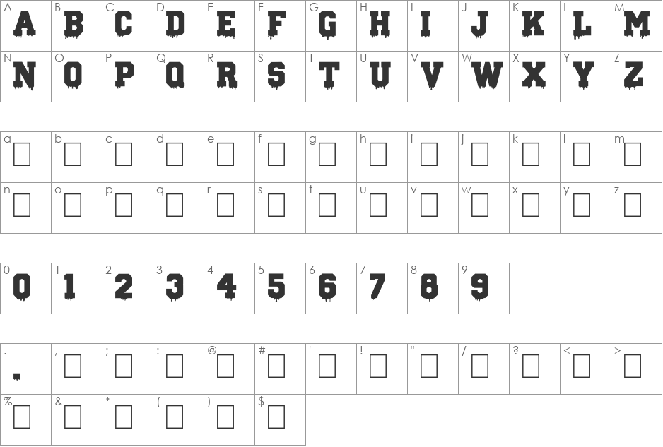 Gun School font character map preview