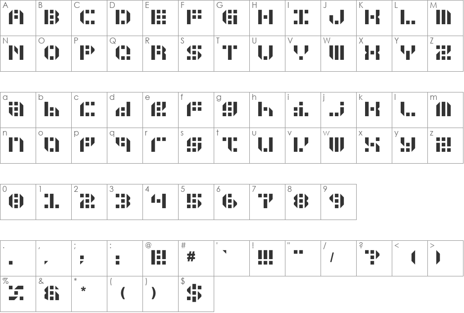GUNJU font character map preview