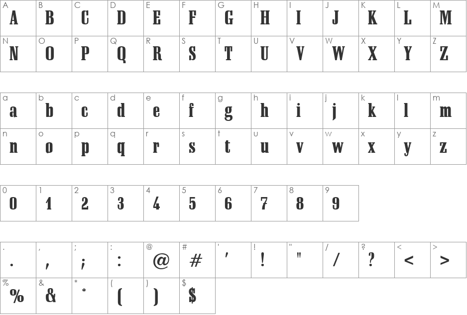 Gustav font character map preview